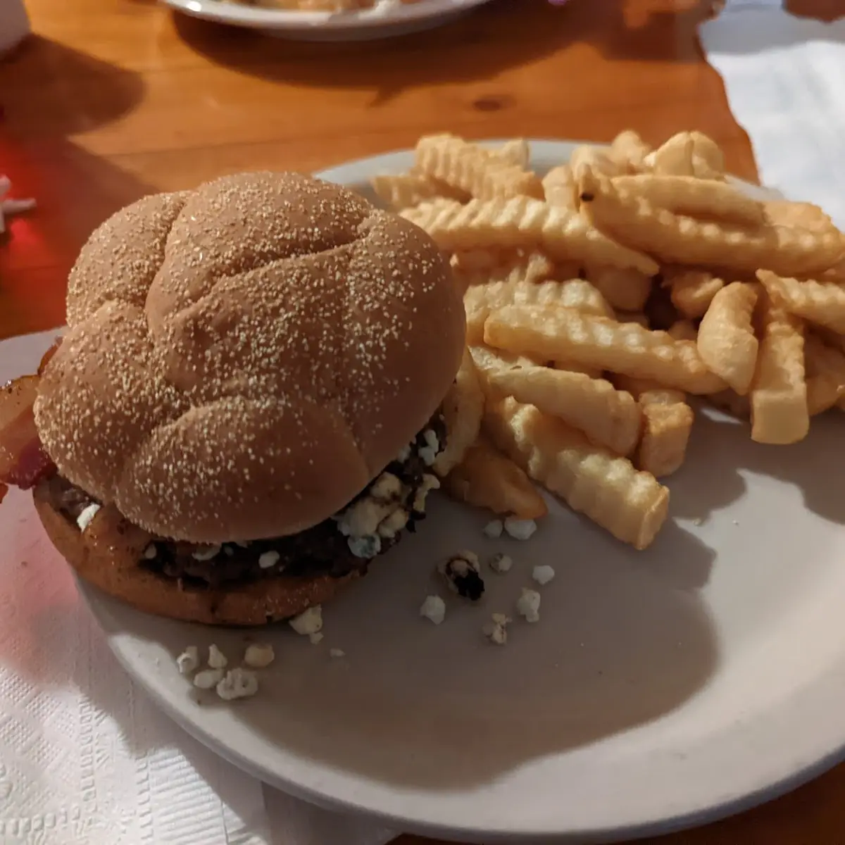 Bacon Burger with Blue Cheese Crumbles