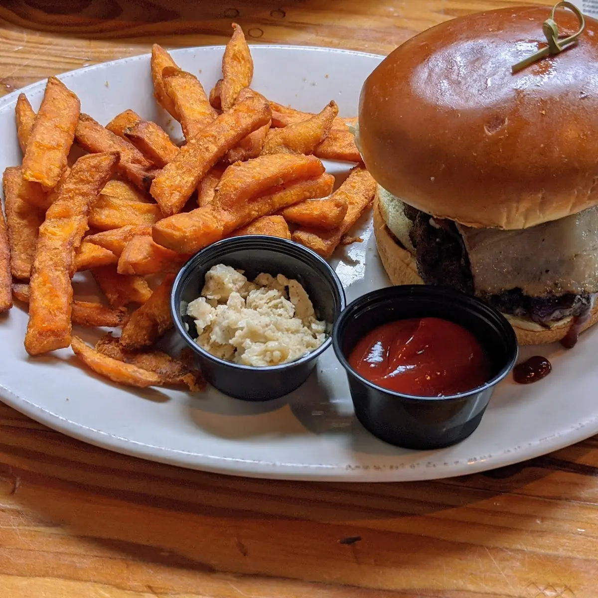 Brix Burger and Sweet Potato Fries
