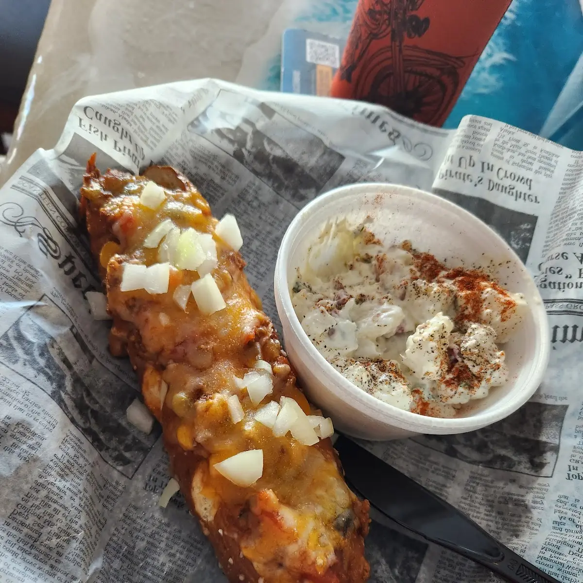 Chili Cheese Pretzel Dogs