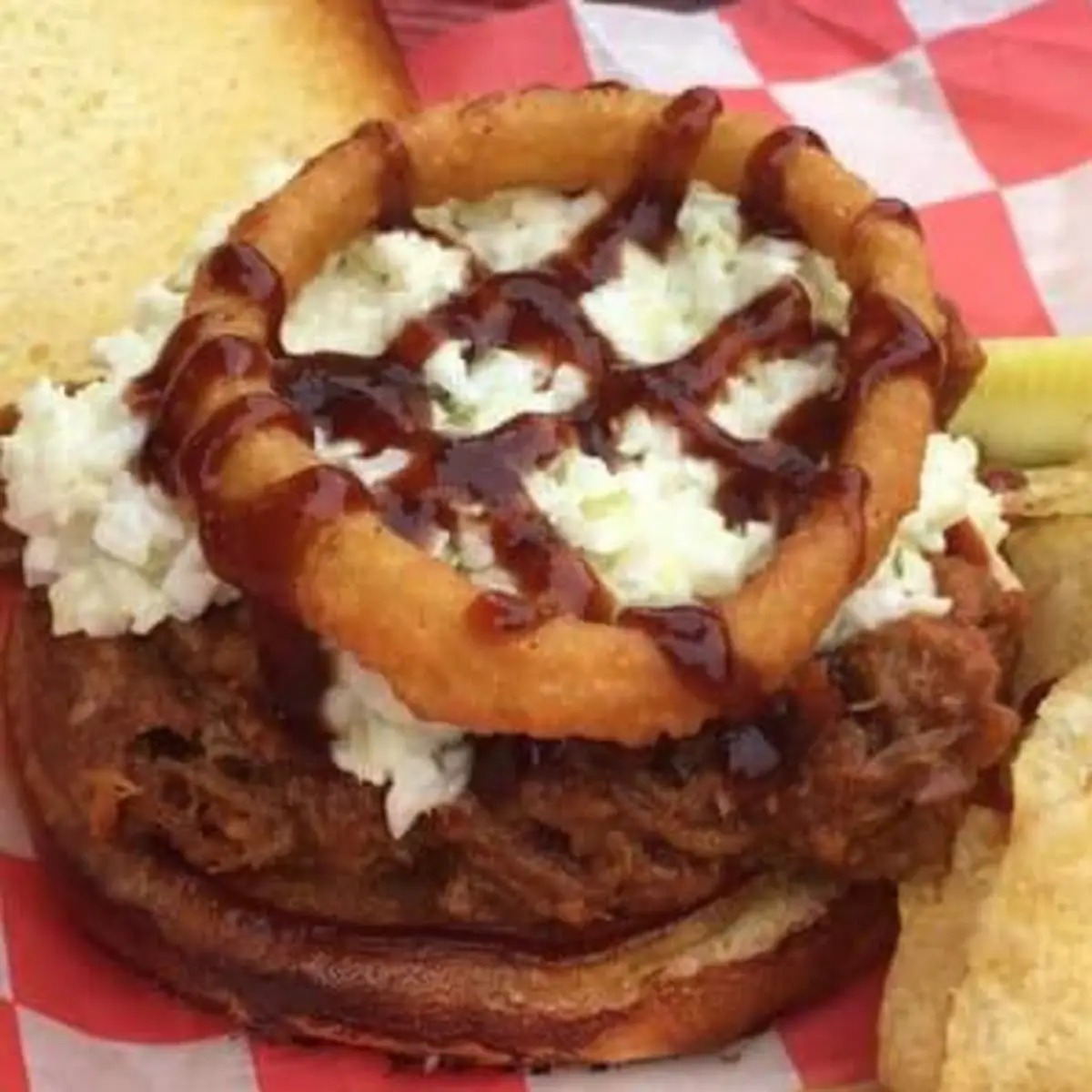 BBQ Pulled Pork Sandwich and Chips
