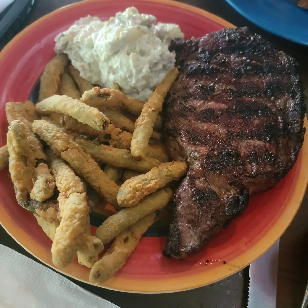 Ribeye and Fried Green Beans
