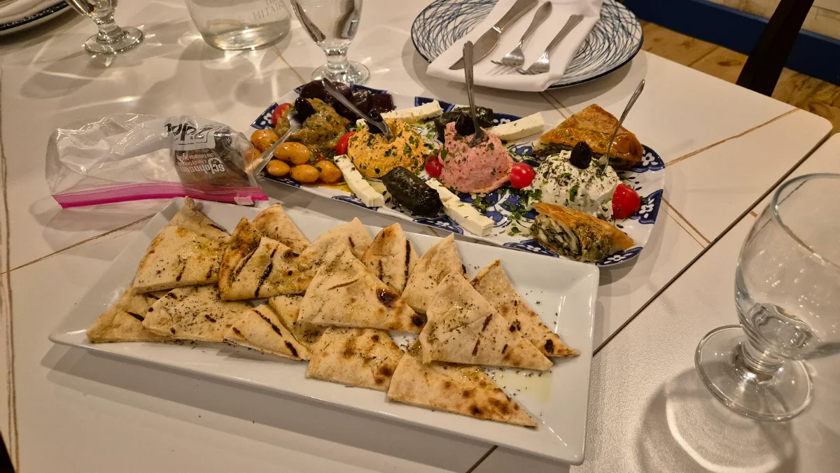 Pita Bread and Appetizer Platter
