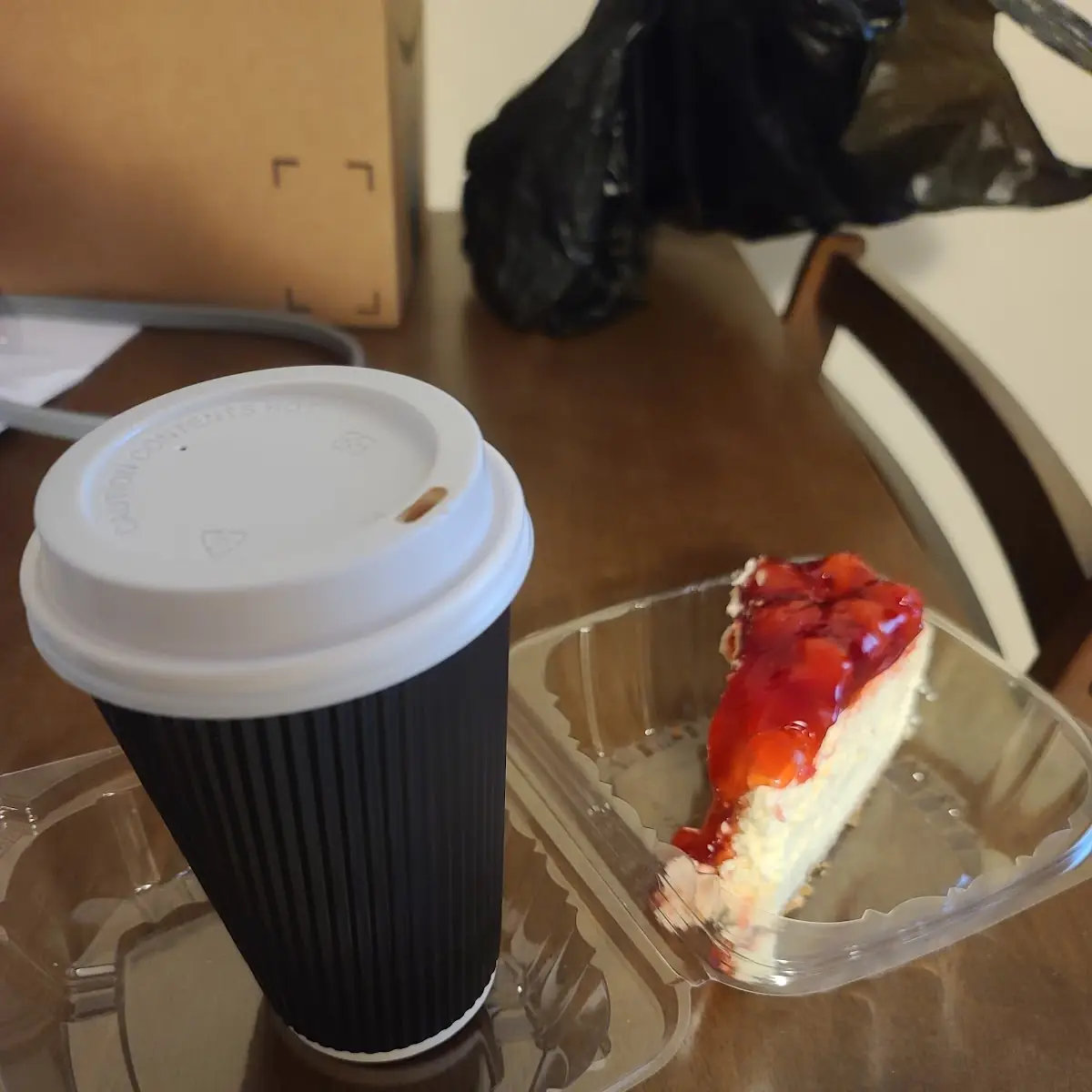 Hot Mocha Latte & Lemon Cherry Cheesecake