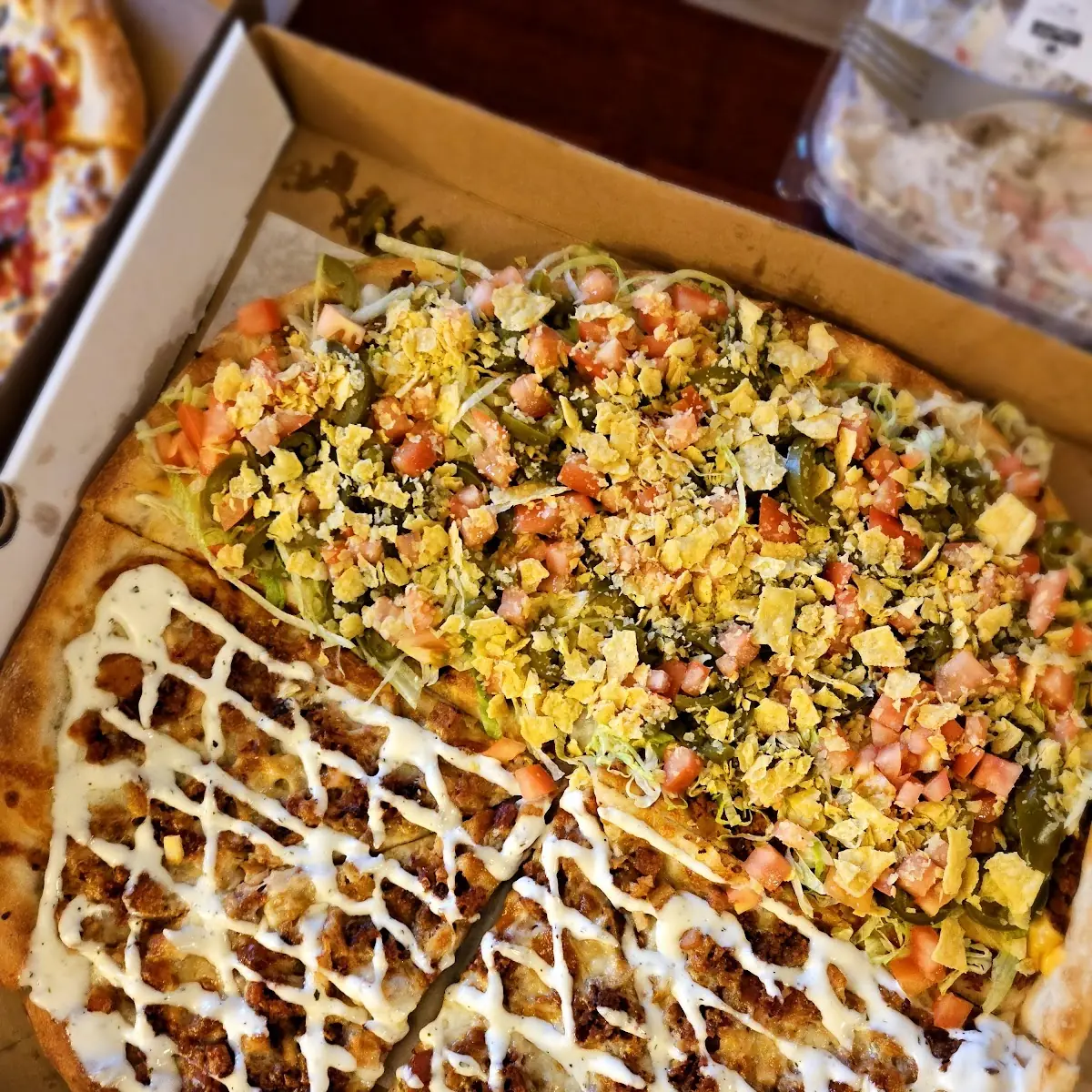 16 Half Taco and Half Chicken Bacon Ranch Pizza