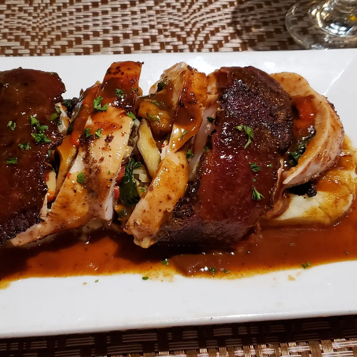 Pastrami Bacon Wrapped Chicken Roulade