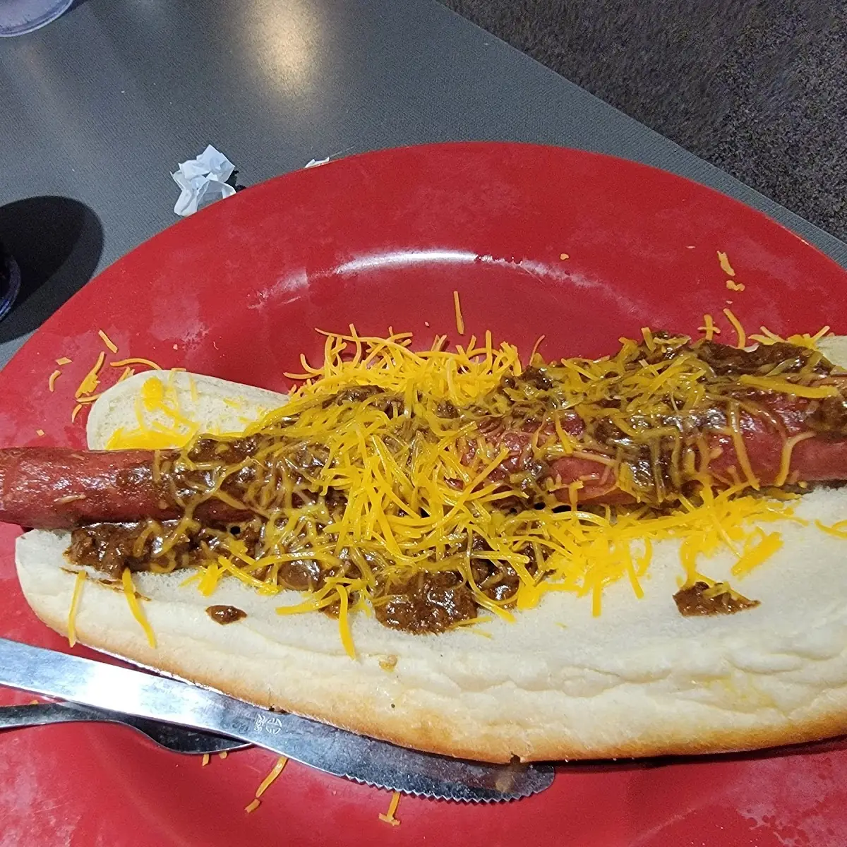 Chily Cheese Foot Long Hot Dog