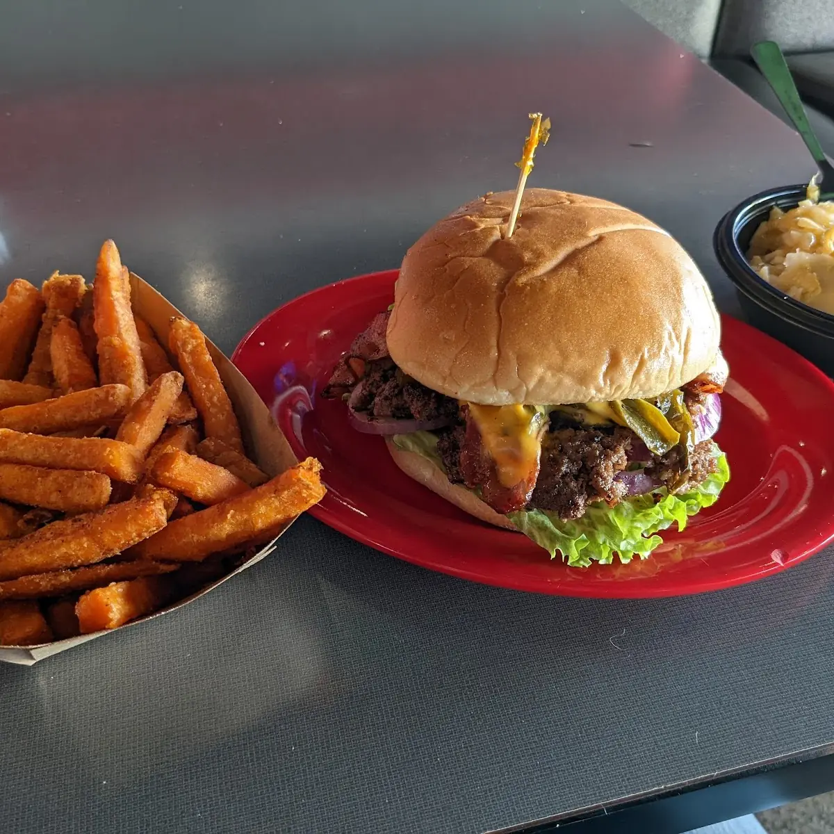 Double Bacon Cheeseburger and Fries