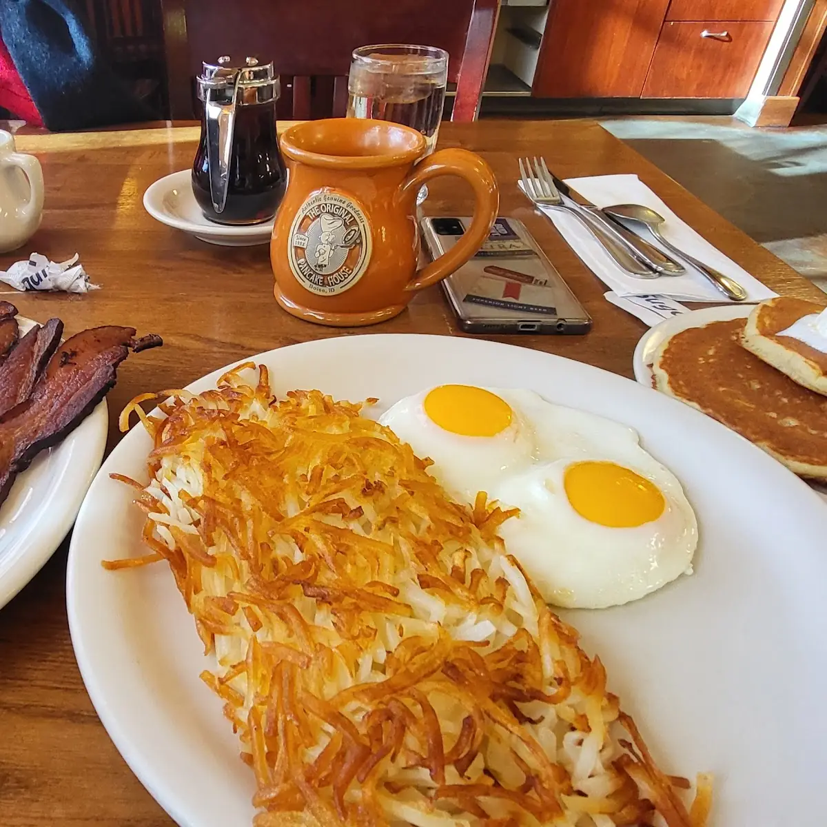 Buttermilk Pancakes and Corned Beef Hash