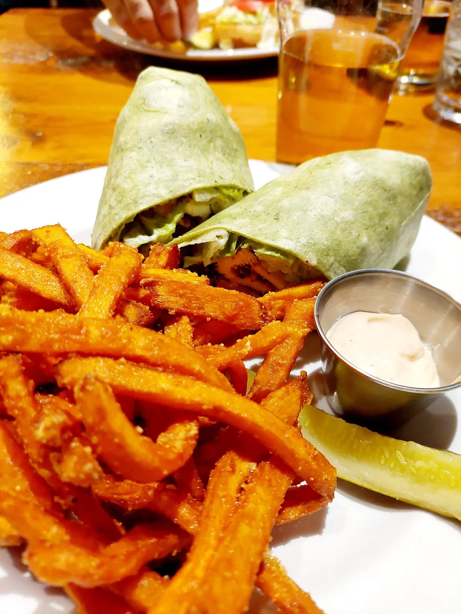 Chicken Caesar Wrap and Sweet Potato Fries, Moody's Bar and Grill