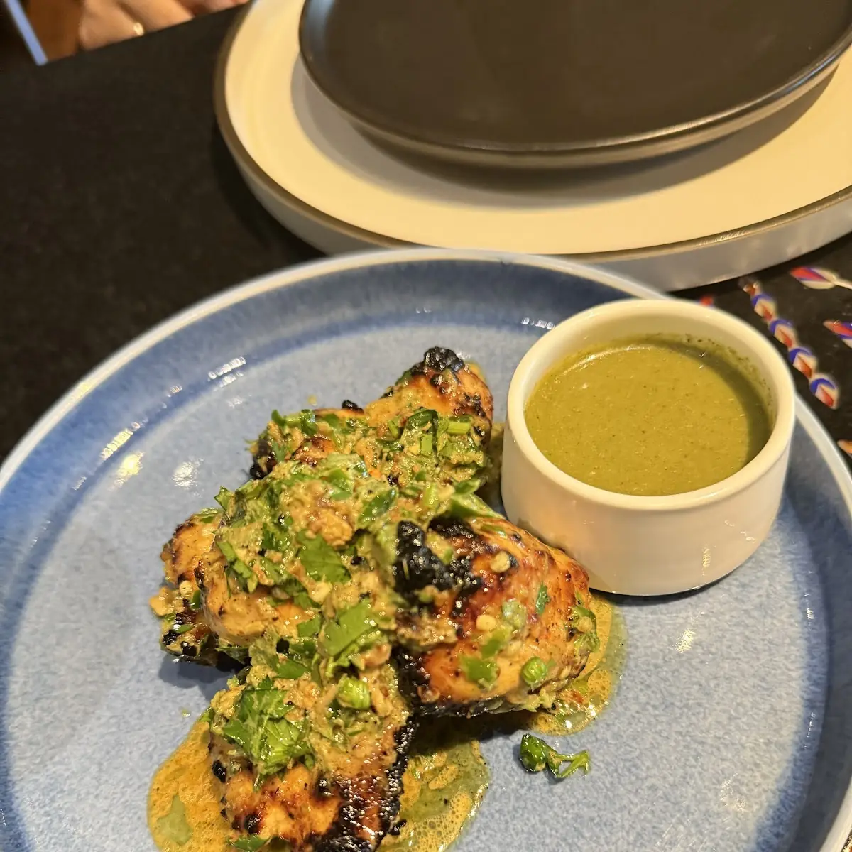 Grilled Chicken Tikka with Mint Chutney