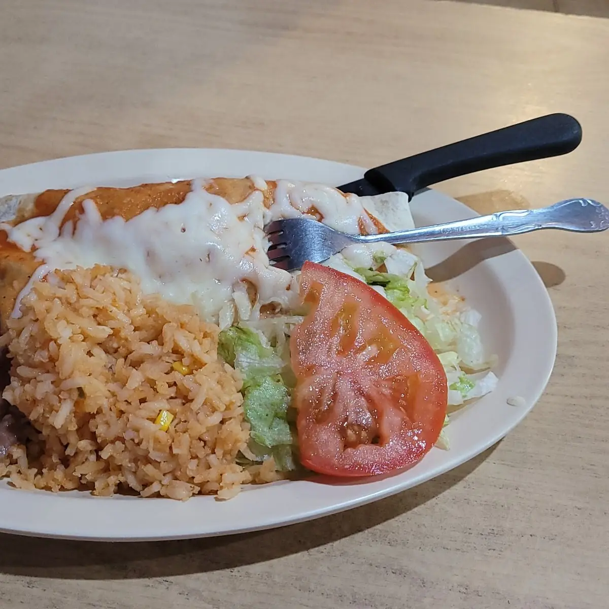Burritos with Rice Beans and Salad