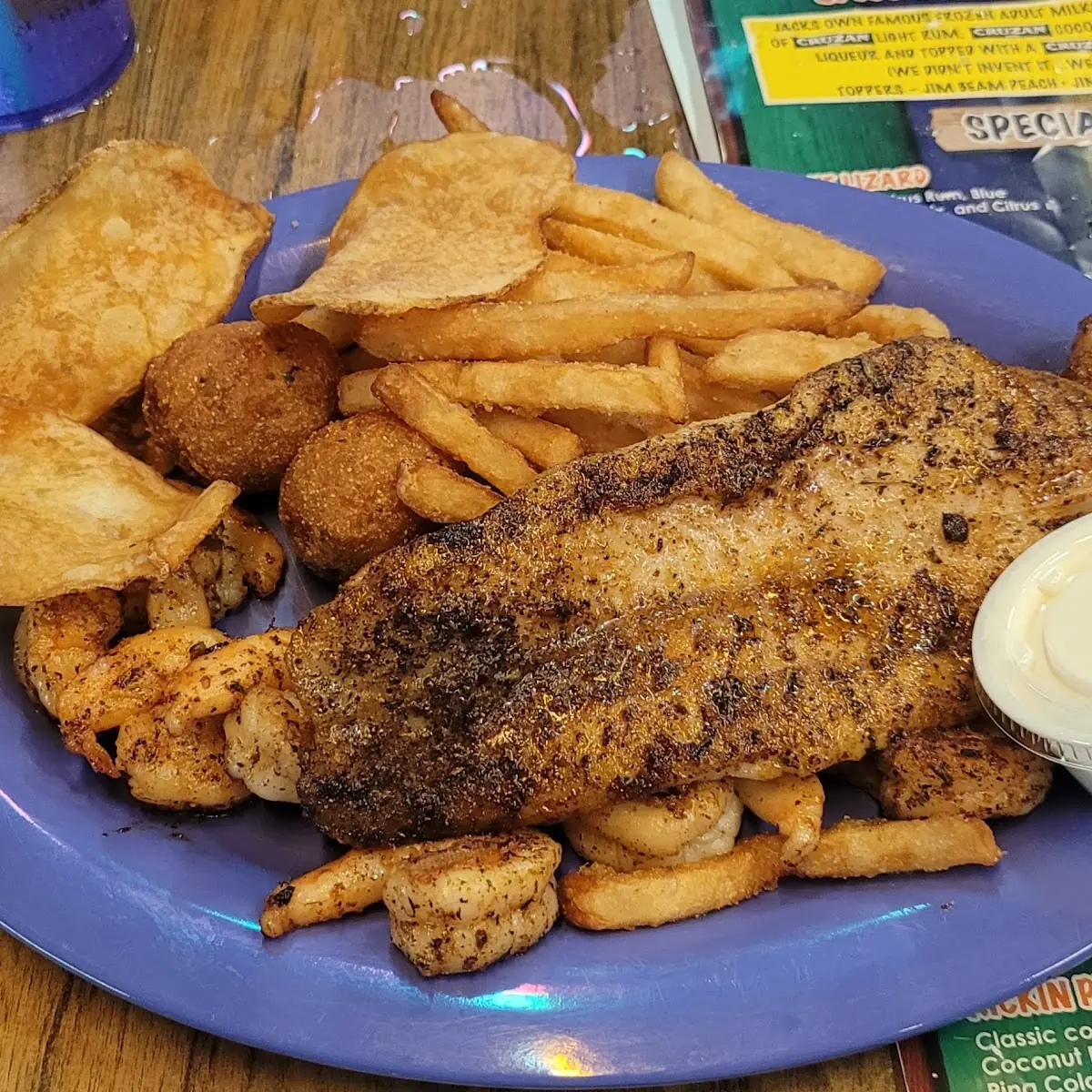 Half and Half Fried Fish and Blackened Shrimp