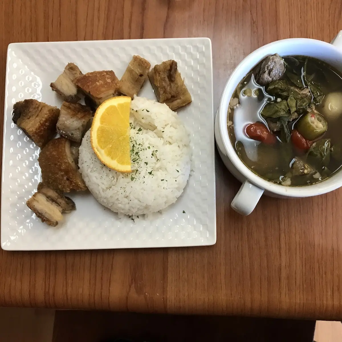 Steamed Rice and Beef Sinigang
