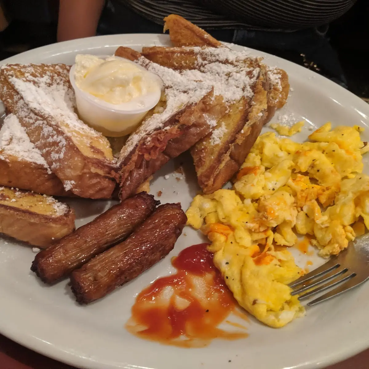 Half Order French Toast with Bacon and Scrambled Eggs