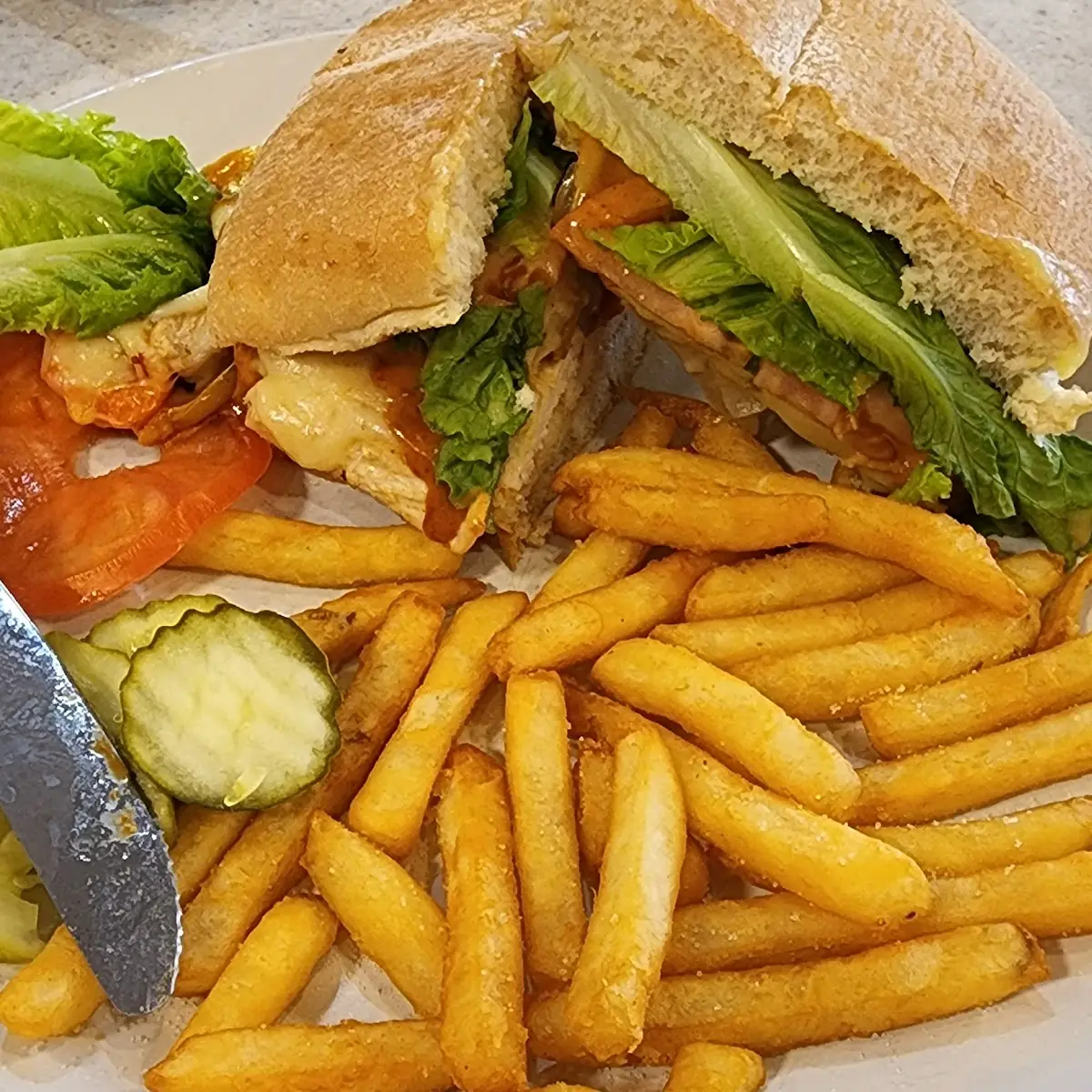 Chicken on Ciabatta with Avocado Pepper Jack Cheese w Chipotle Sauce