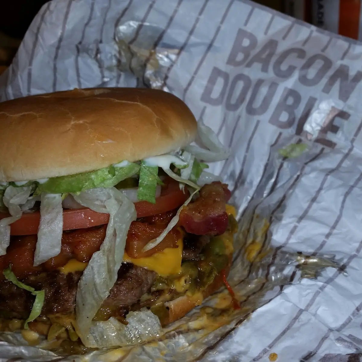 Double Bacon Cheeseburger with Green Chile