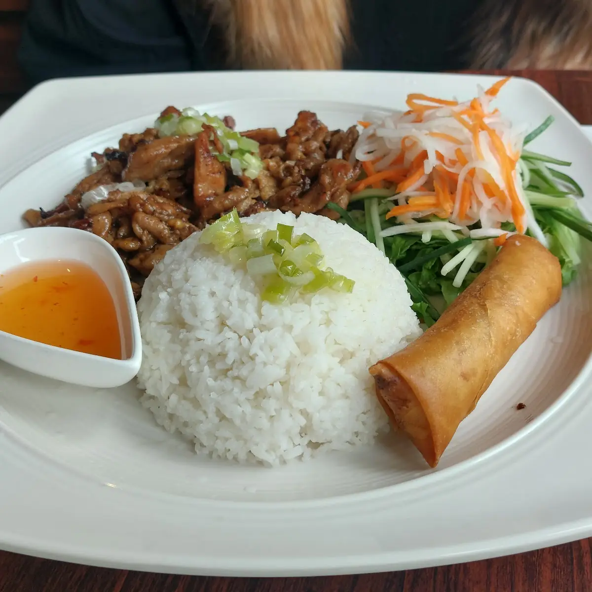 Chicken Rice Plate Egg Roll