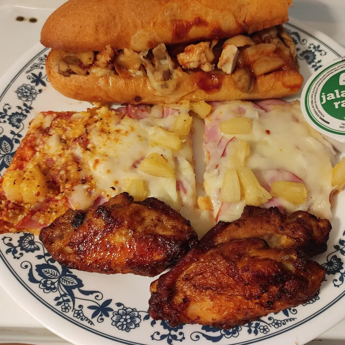 Chicken Wings Ham & Pineapple Pizza & Chicken Sub
