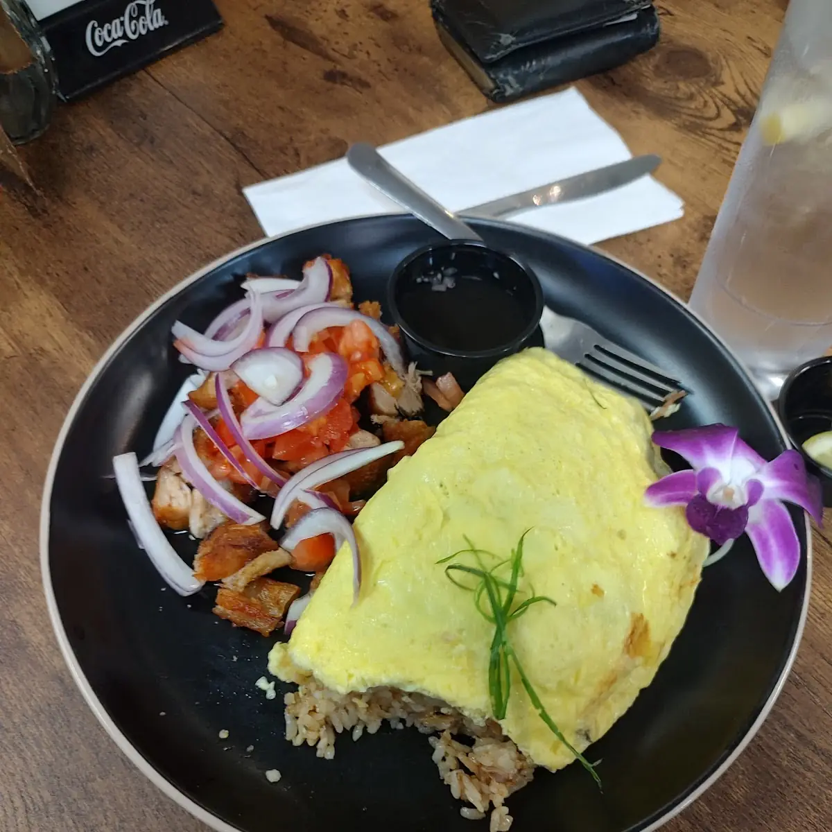 Adobo Fried Rice Omelette with Lechon Kawali
