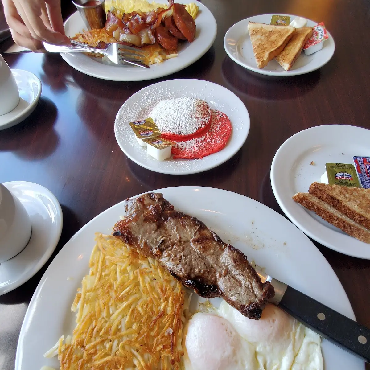 Steak and Eggs Red Velvet Short Stack
