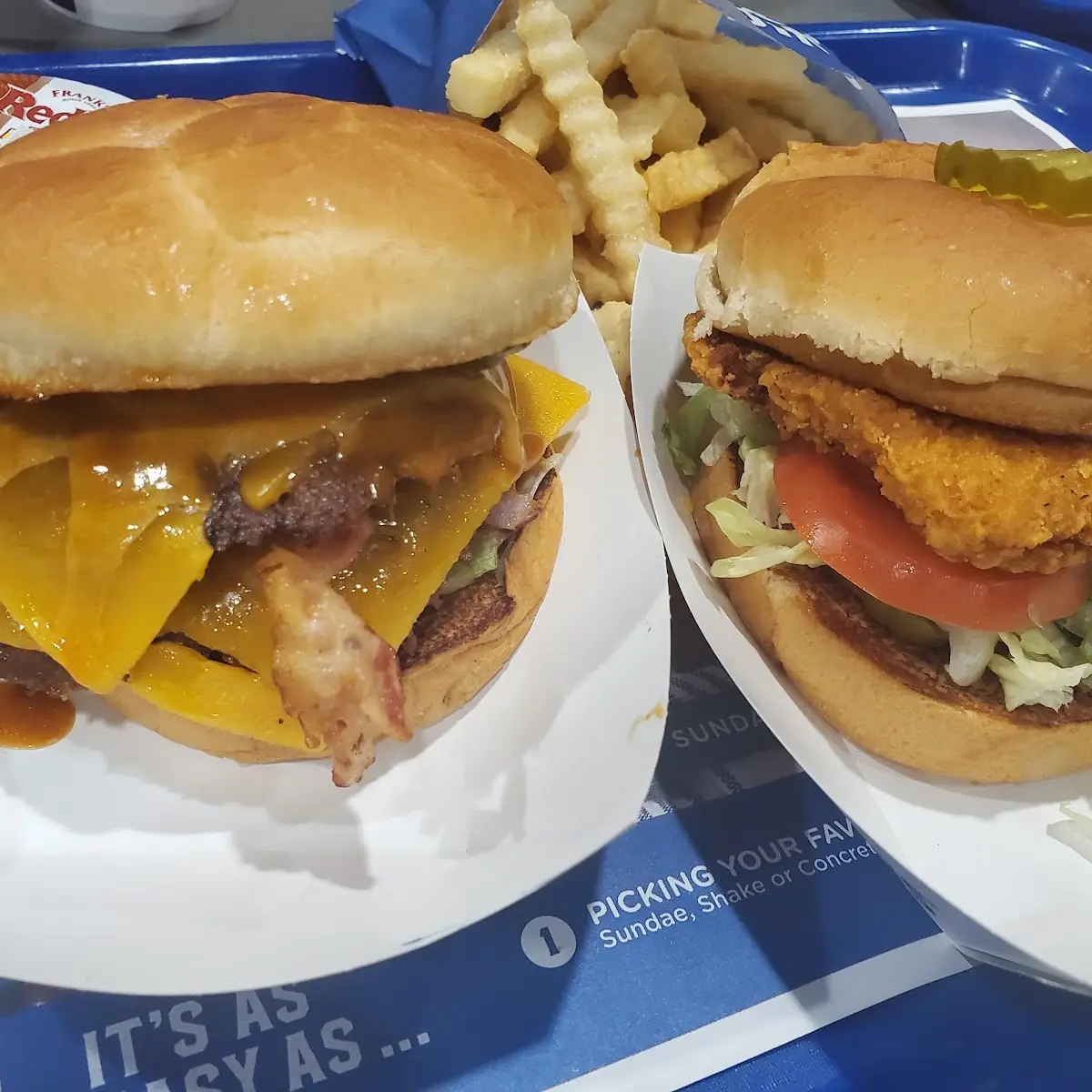 Double Cheeseburger and Chicken Sandwich