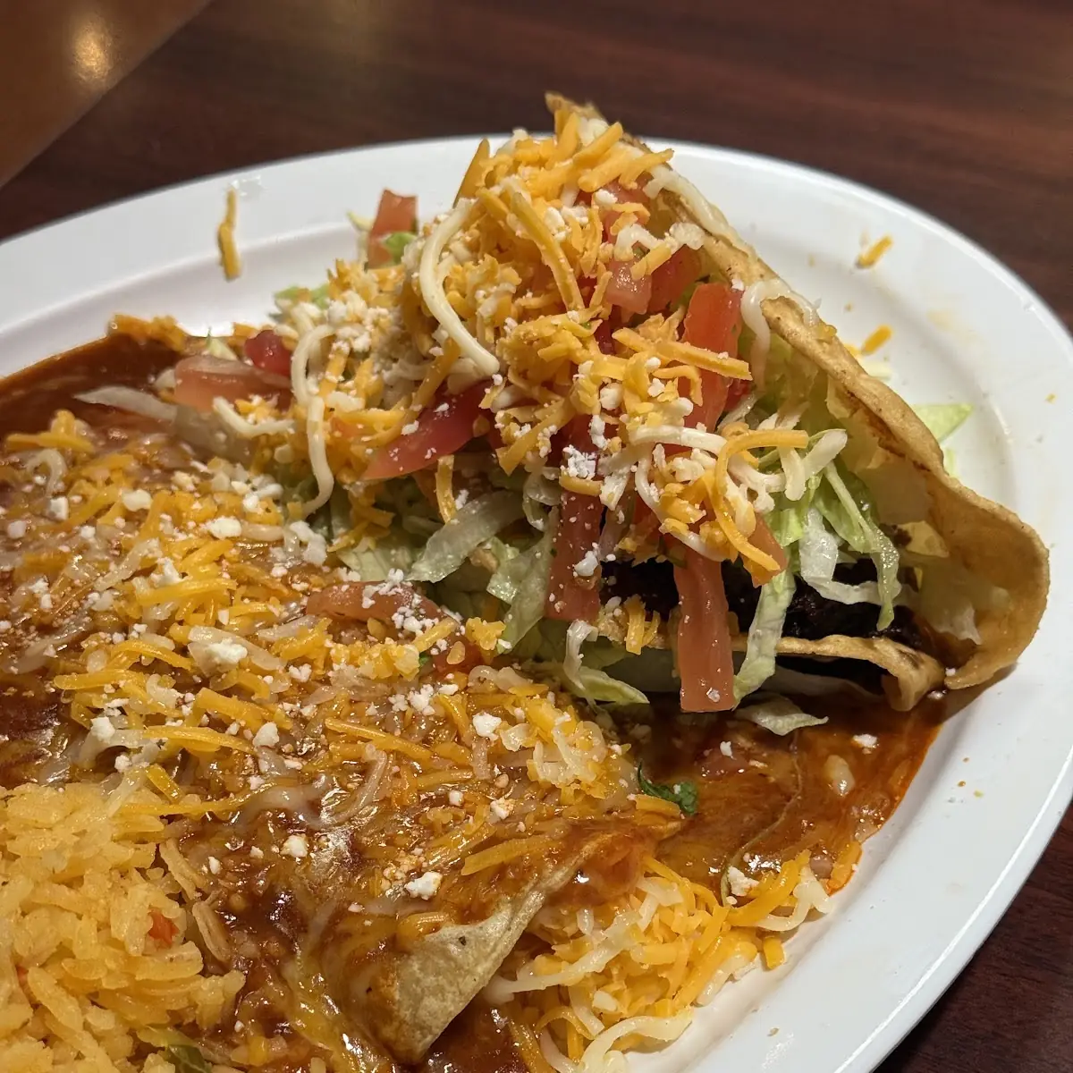 Beef Taco & Cheese Enchilada