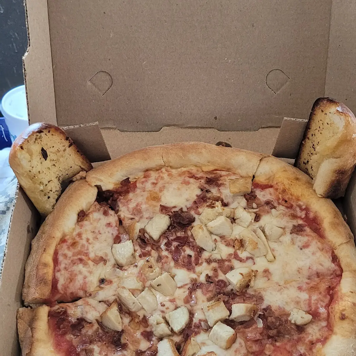 Personal Pizza Chicken &Bacon Garlic Bread