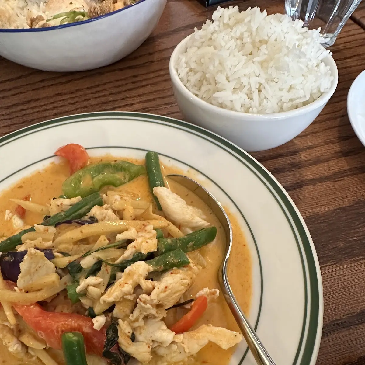 Panang Curry GF VG with Broccoli String Bean Bell Pepper Basil and Kaffir Lime Leaf