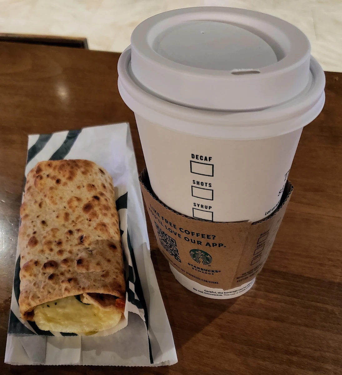 Spinach Feta Wrap and Coffee