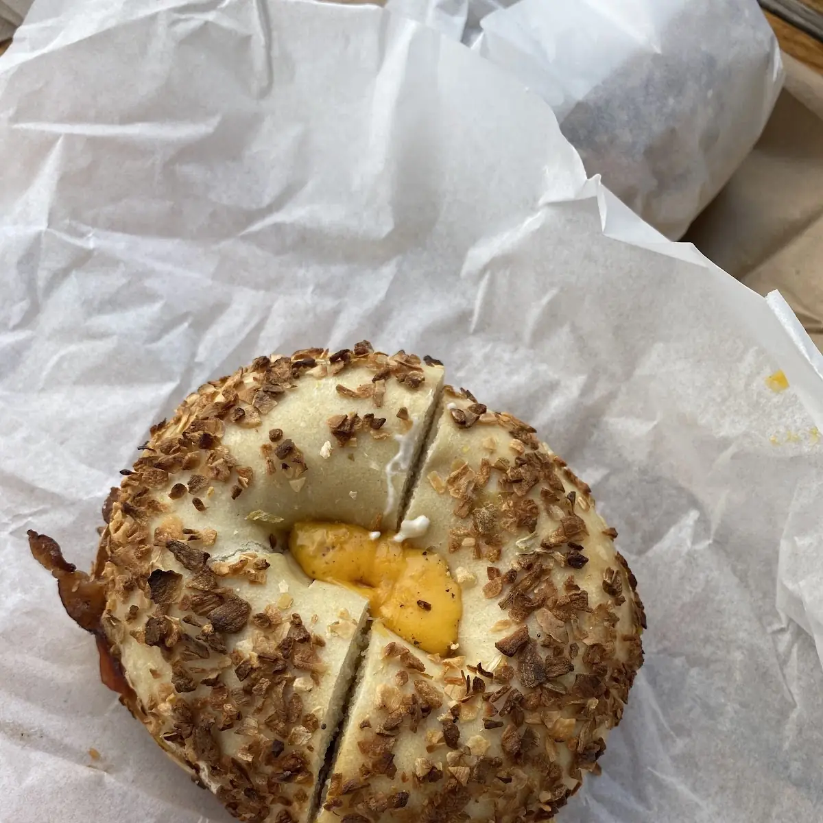 Everything Bagel with Eggs and Cheese