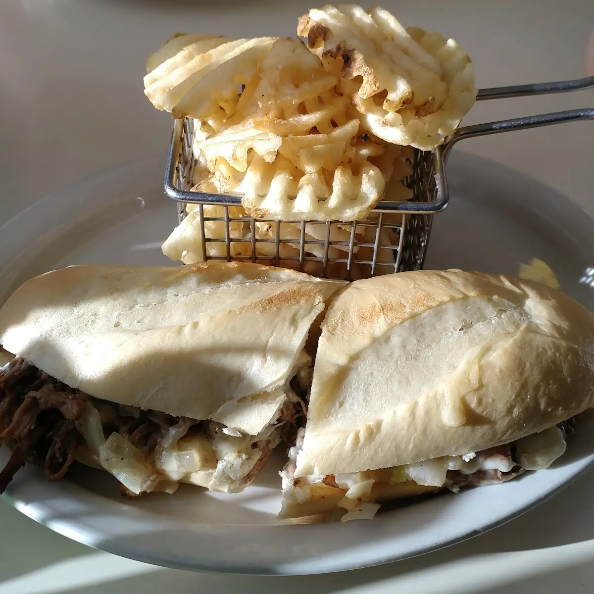 Philly Cheese Steak with Waffle Fries