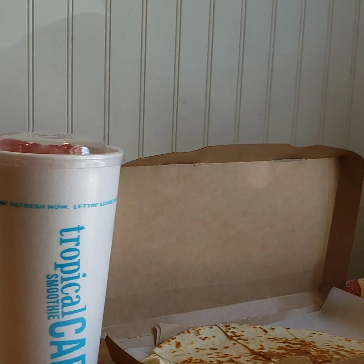 Cheese Quesadilla with a Watermelon Mojito Smoothie