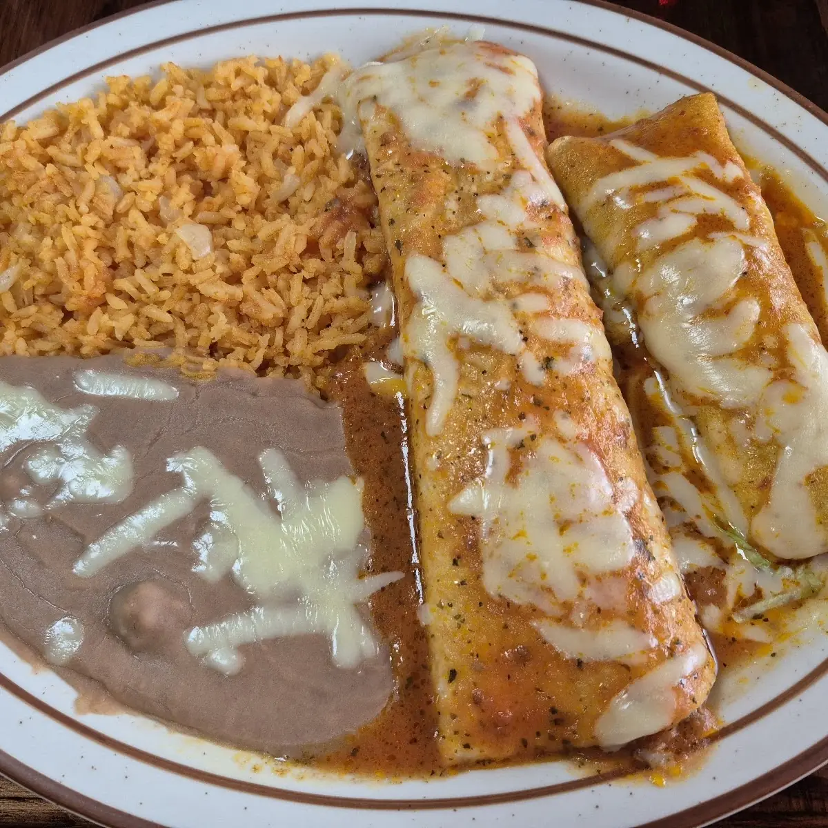 Chicken Enchilada and Beef Burrito