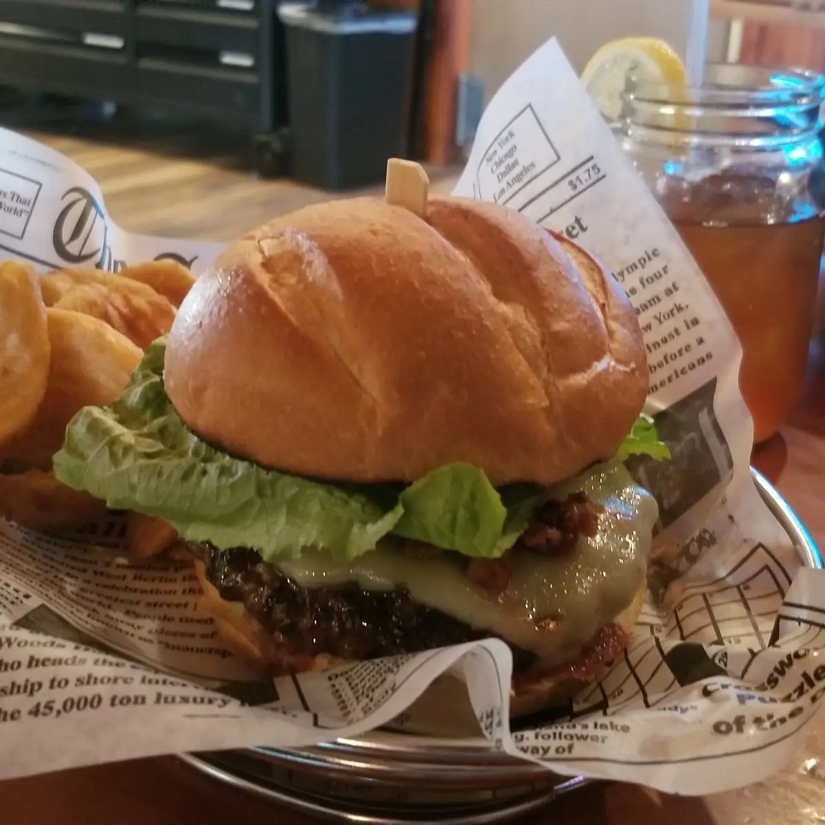 Elk Burger with Fries