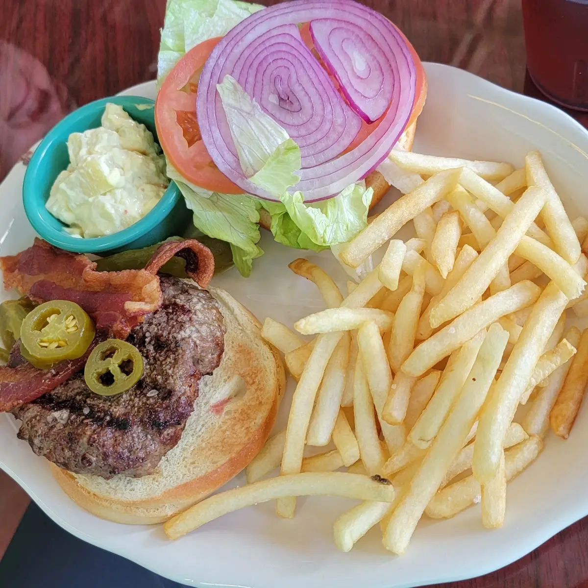 Bacon Burger and Fries