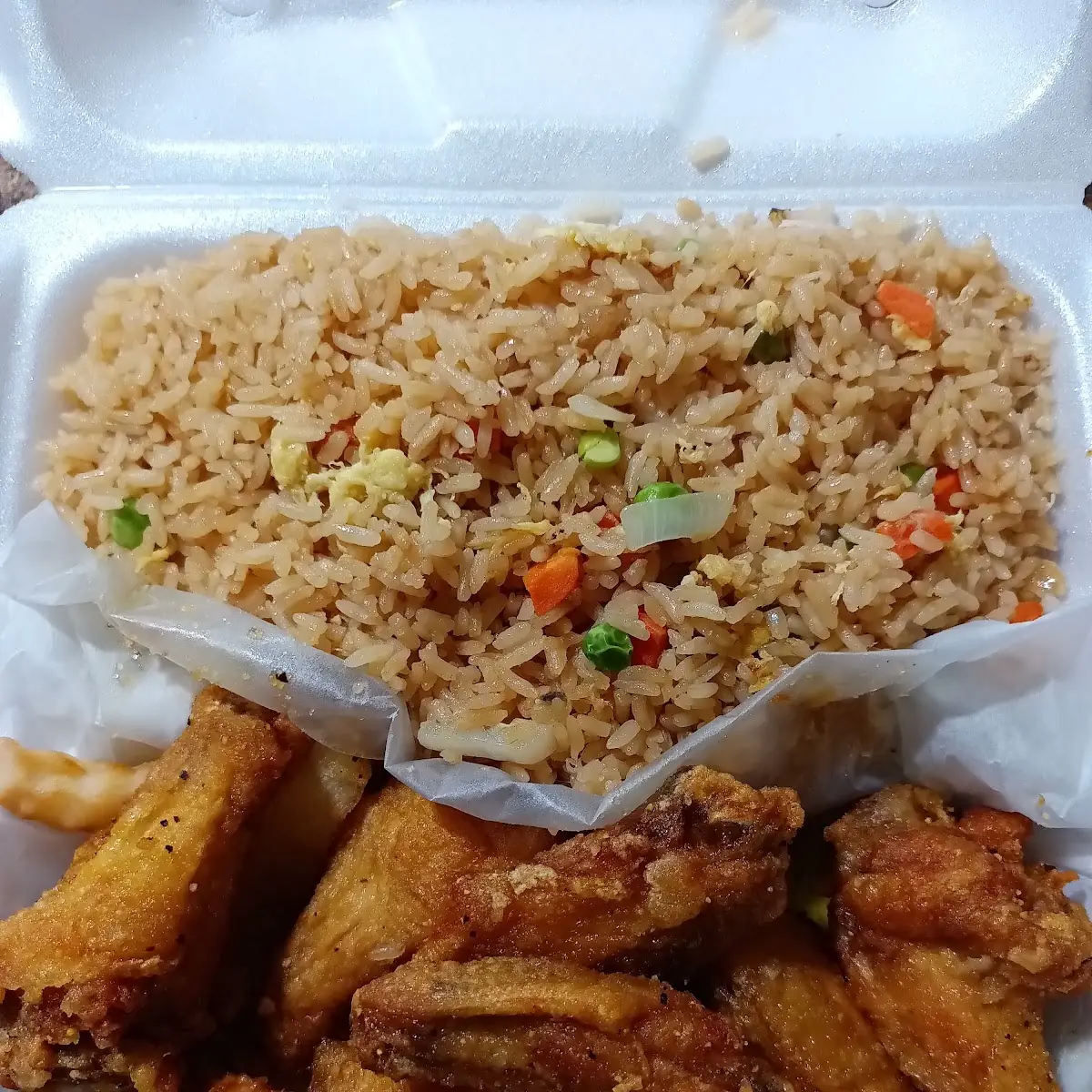 Honey Lemon Pepper Wings with Vegetable Fried Rice