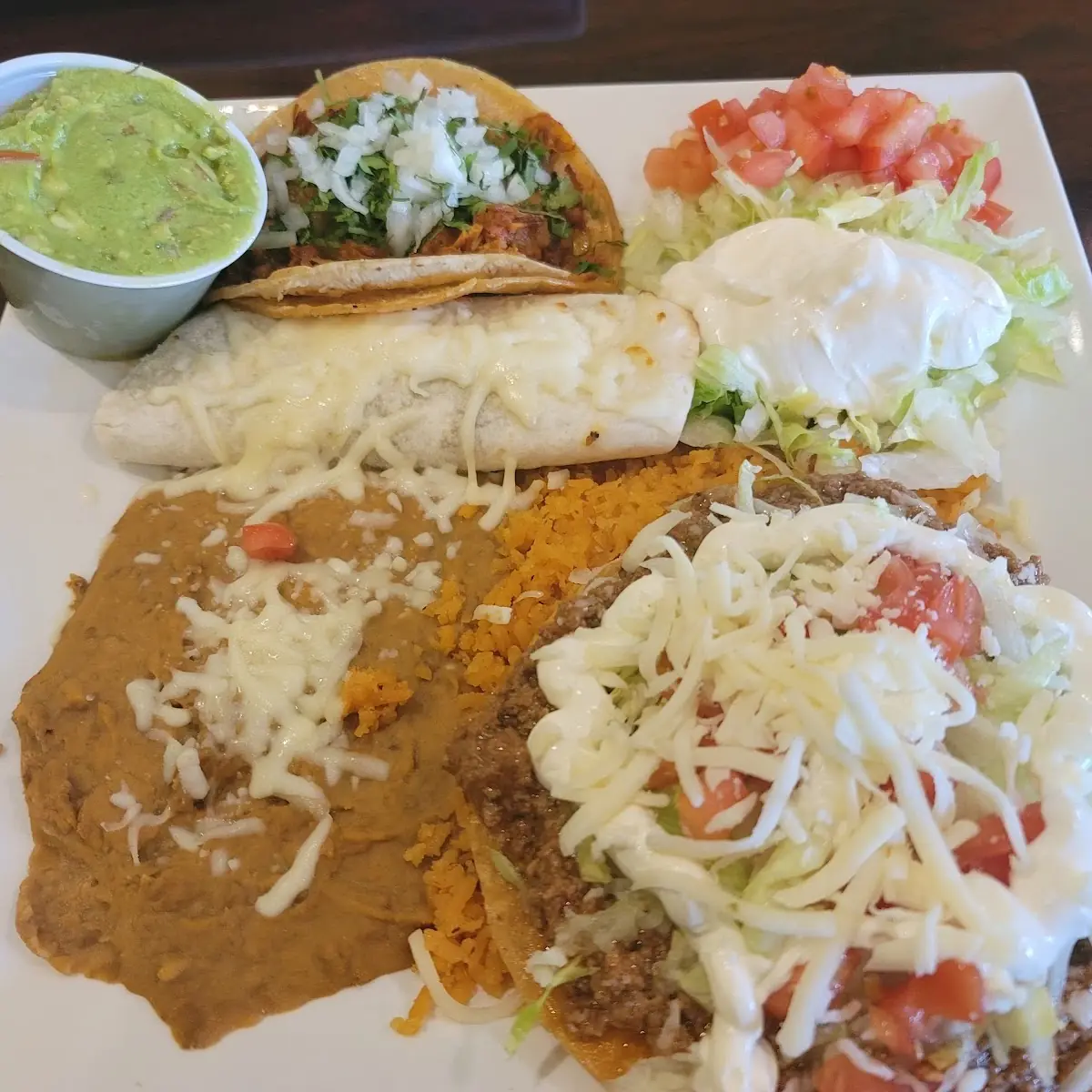 Bean Tostada and Cheese Enchilada Combo