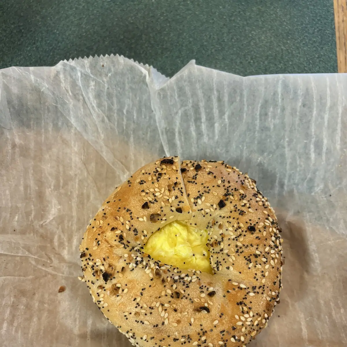 Egg and Cheese on an Everything Bagel
