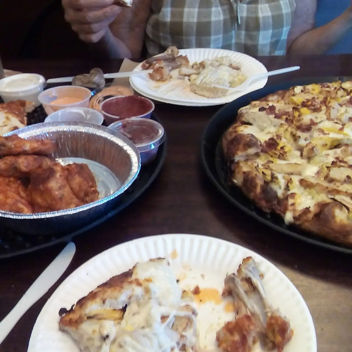 Chicken Wings and Cheesy Garlic Bread