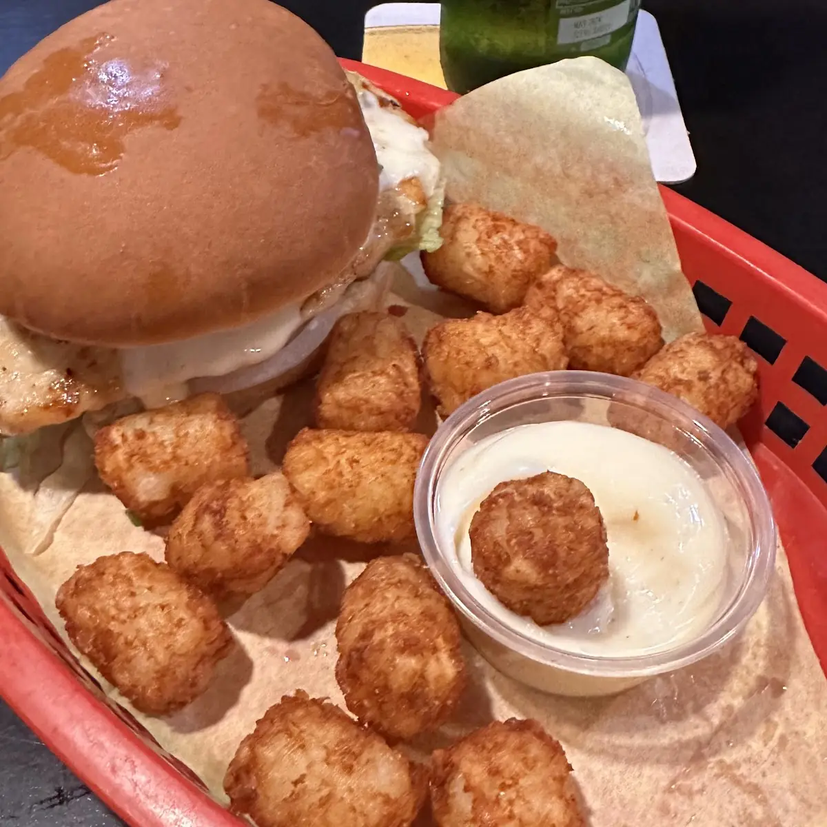Chicken Sandwich with Tater Tots