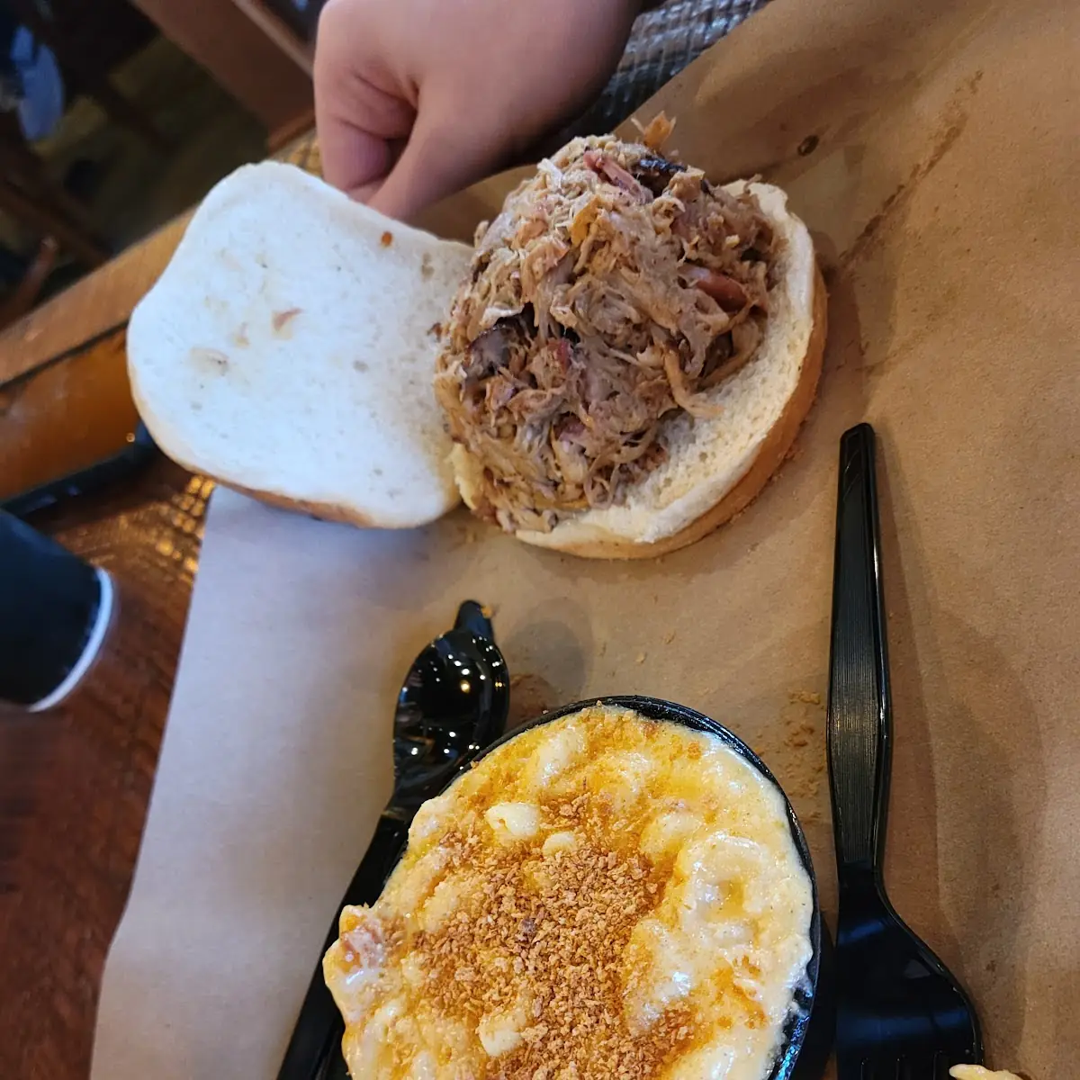 Mac & Cheese Pork BBQ Sandwich