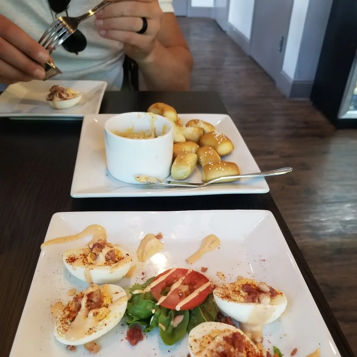 Deviled Eggs and Pretzel Bites