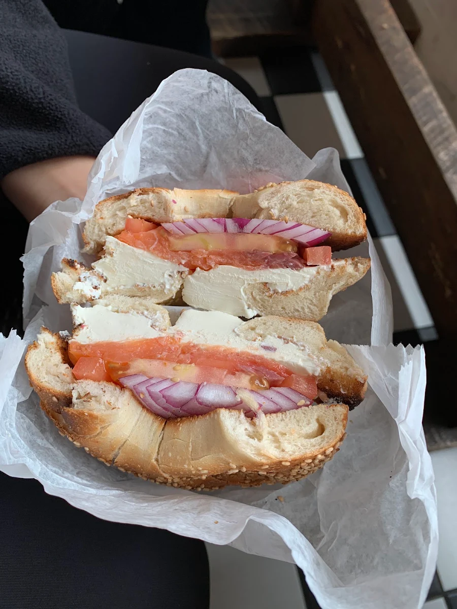 Bagel with Scallion Cream Cheese and Lox