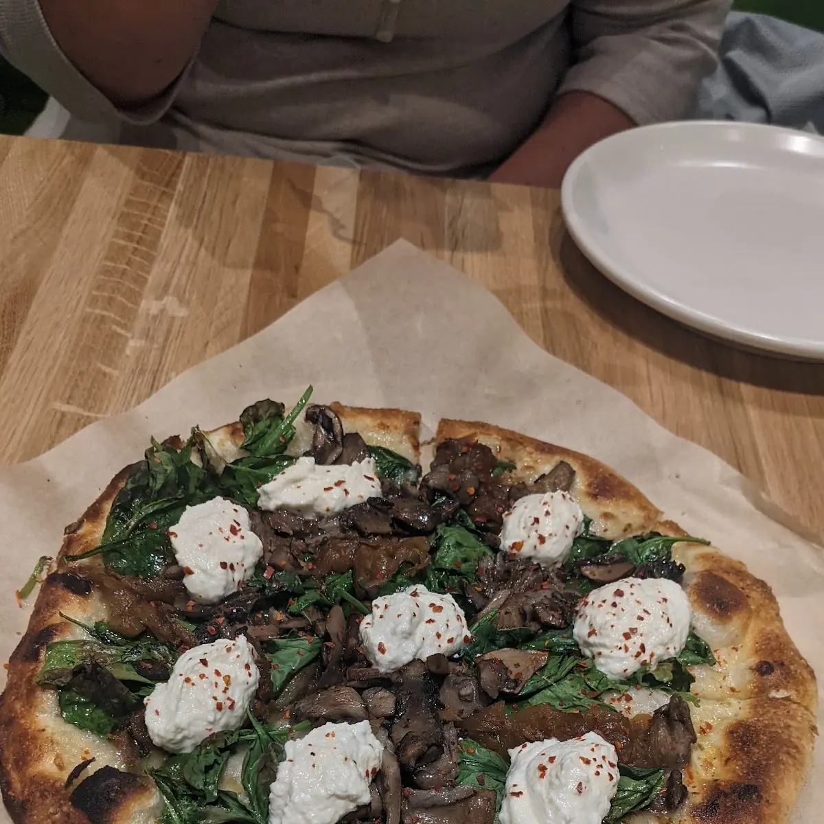 Spinach and Wild Mushroom Pizza V
