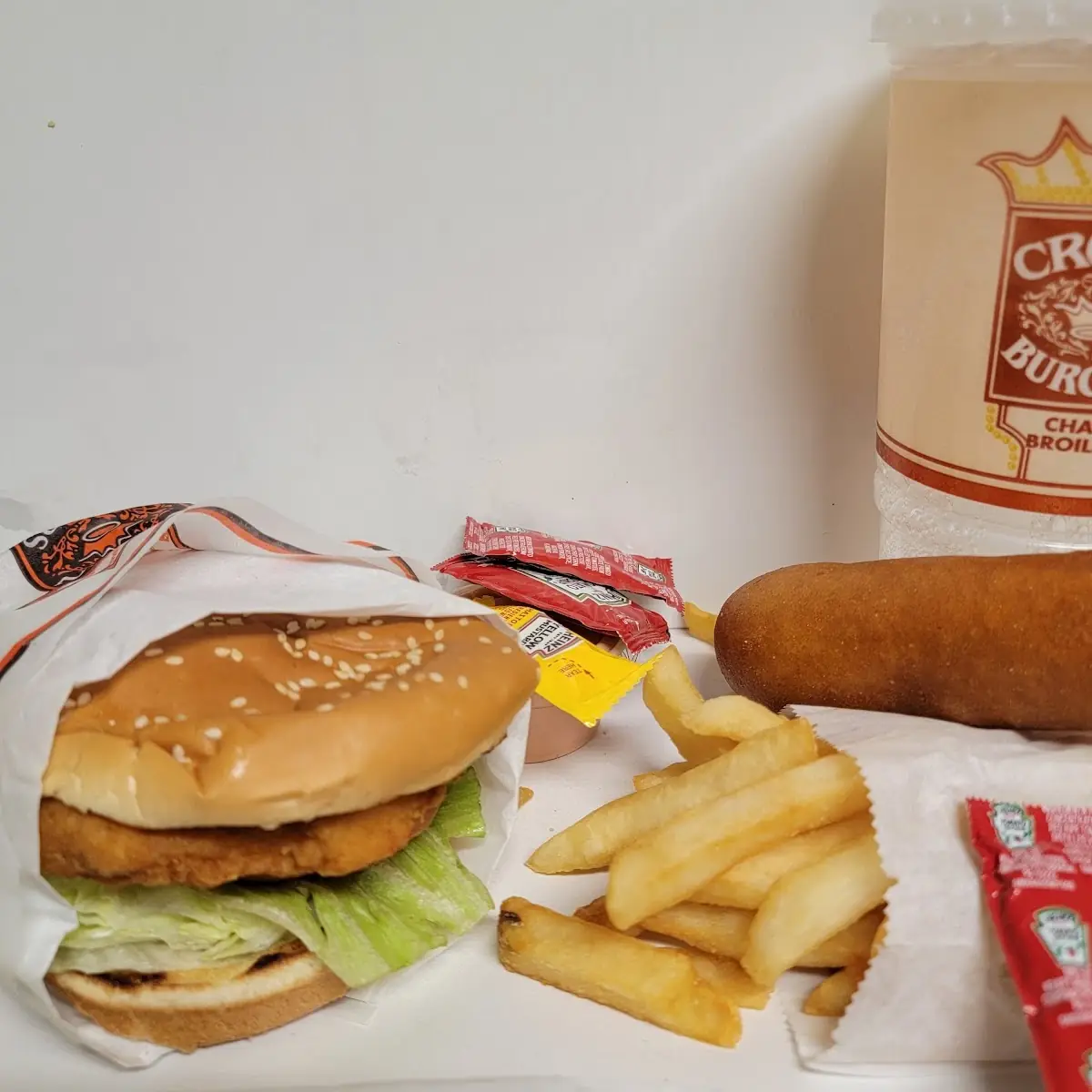 Crispy Chicken Sandwich Combo and Corn Dog
