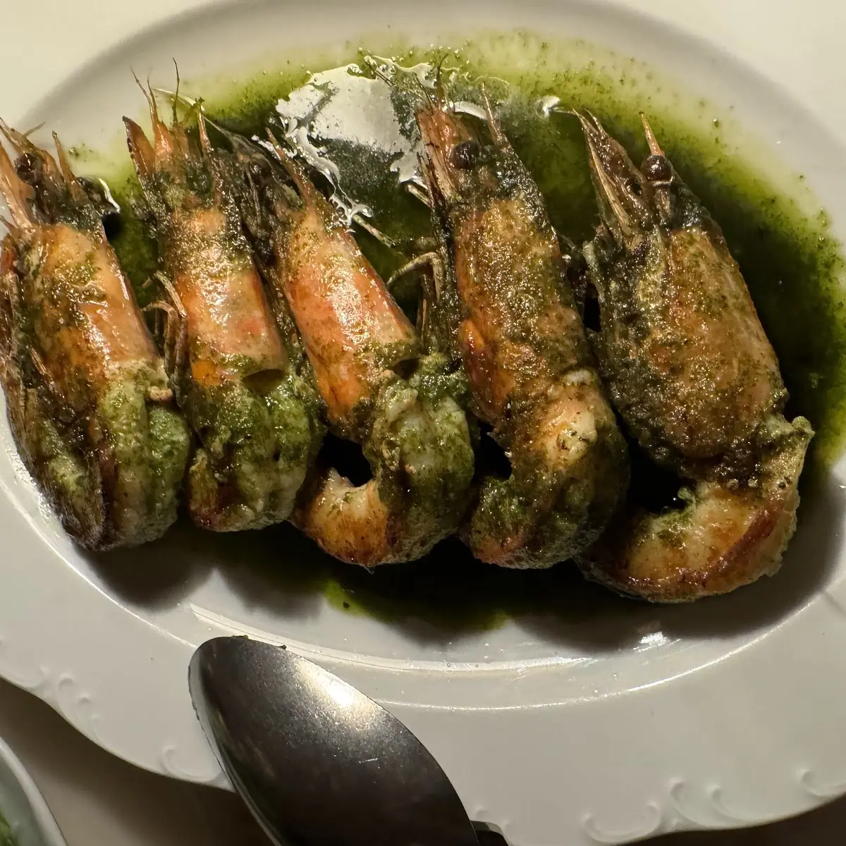 Head on Prawns in Green Sauce