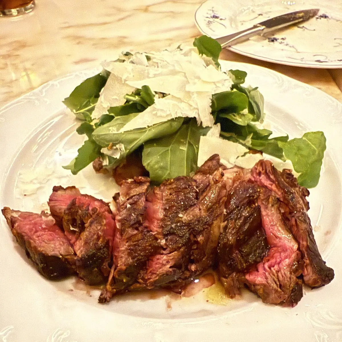 Sliced Steak with Arugula Salad