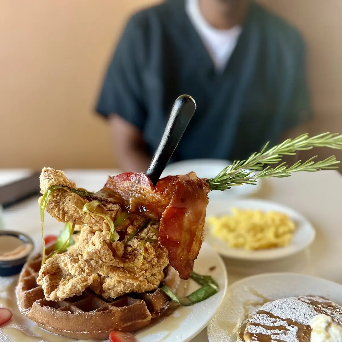 Chicken & Bacon Waffle Tower