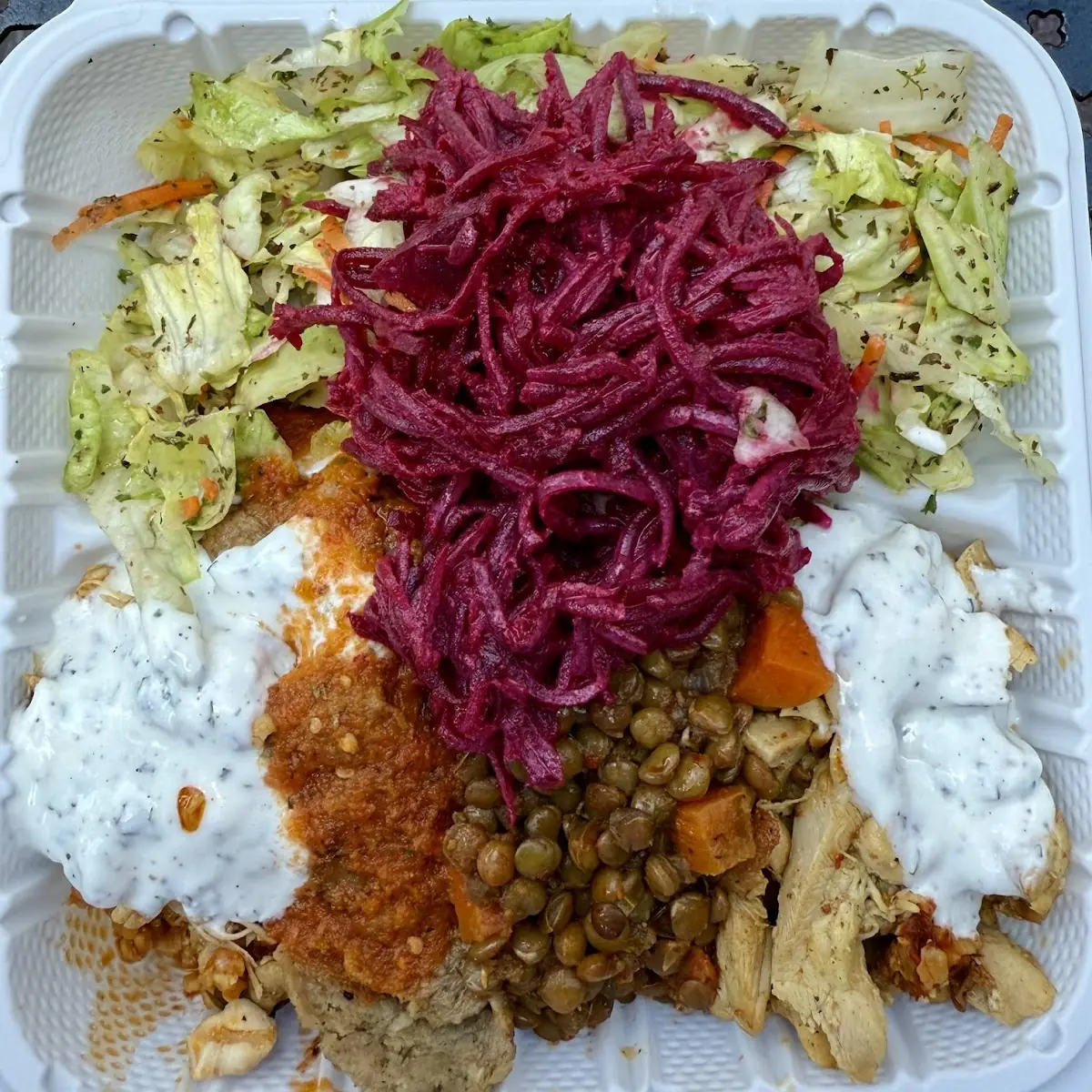 Chicken and Lamb Shwarma with Cabbage Salad