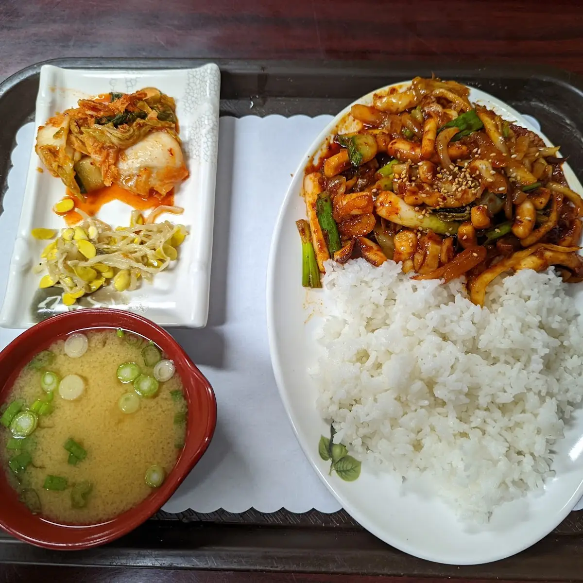 Spicy Stir Fried Squid on Rice